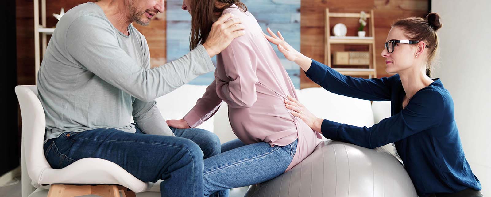 Birth Doula comfort measures using birthing ball